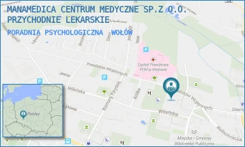 PORADNIA PSYCHOLOGICZNA - MANAMEDICA CENTRUM MEDYCZNE SP.Z O.O. PRZYCHODNIE LEKARSKIE - UL. INWALIDÓW WOJENNYCH 13,  WOŁÓW