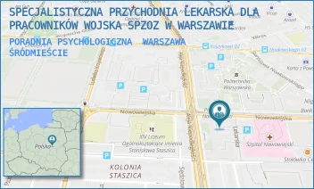 PORADNIA PSYCHOLOGICZNA - SPECJALISTYCZNA PRZYCHODNIA LEKARSKA DLA PRACOWNIKÓW WOJSKA SPZOZ W WARSZAWIE - NOWOWIEJSKA 31,  WARSZAWA ŚRÓDMIEŚCIE