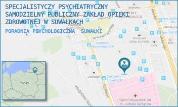 PORADNIA PSYCHOLOGICZNA - SPECJALISTYCZY PSYCHIATRYCZNY SAMODZIELNY PUBLICZNY ZAKŁAD OPIEKI ZDROWOTNEJ W SUWAŁKACH - SZPITALNA 62,  SUWAŁKI