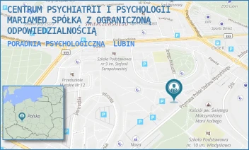 PORADNIA PSYCHOLOGICZNA - CENTRUM PSYCHIATRII I PSYCHOLOGII MARIAMED SPÓŁKA Z OGRANICZONĄ ODPOWIEDZIALNOŚCIĄ - UL. PRYMASA POLSKI STEFANA WYSZYŃSKIEGO 6,  LUBIN