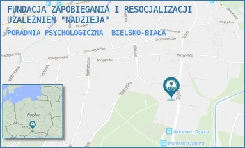 PORADNIA PSYCHOLOGICZNA - FUNDACJA ZAPOBIEGANIA I RESOCJALIZACJI UZALEŻNIEŃ "NADZIEJA" - UL. ZAPORA 100,  BIELSKO-BIAŁA